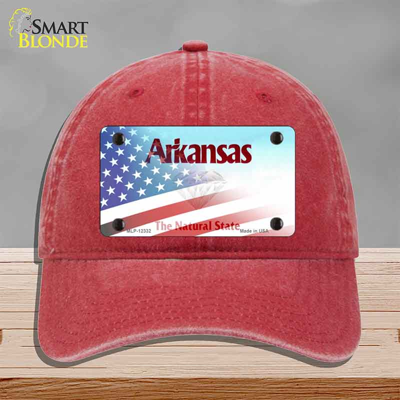 Arkansas with American Flag Novelty License Plate Hat HAT-MLP-12332