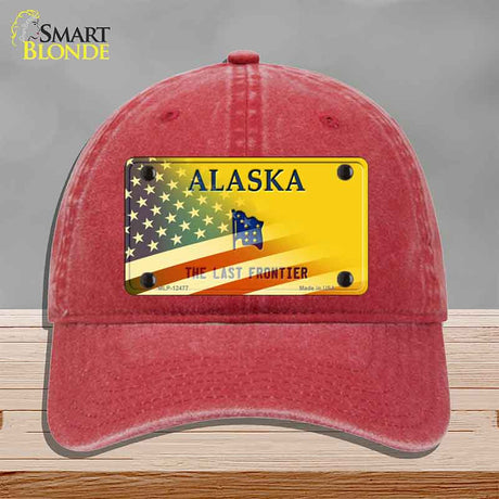 Alaska with American Flag Novelty License Plate Hat HAT-MLP-12477