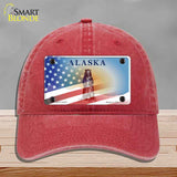 Alaska Bear with American Flag Novelty License Plate Hat HAT-MLP-12478