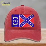 North Carolina Confederate Flag Novelty License Plate Hat Unconstructed Cotton / Red