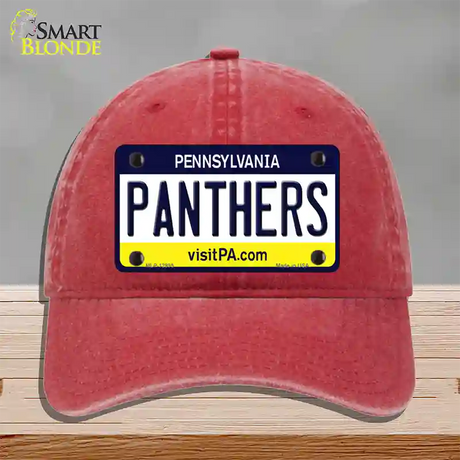 Panthers Novelty License Plate Hat Unconstructed Cotton / Red