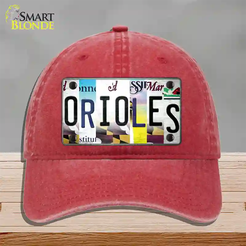 Orioles Strip Art Novelty License Plate Hat Tag Unconstructed Cotton Red
