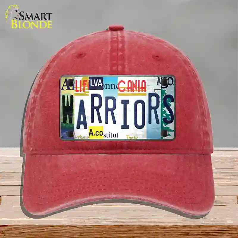 Warriors Strip Art Novelty License Plate Hat Tag Unconstructed Cotton Red