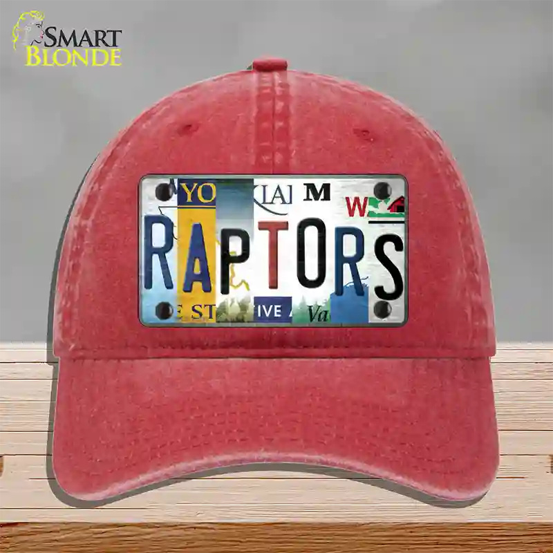 Raptors Strip Art Novelty License Plate Hat Tag Unconstructed Cotton Red