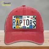 Raptors Strip Art Novelty License Plate Hat Tag Unconstructed Cotton Red