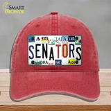 Senators Strip Art Novelty License Plate Hat Tag Unconstructed Cotton Red