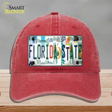 Florida State Strip Art Novelty License Plate Hat Tag Unconstructed Cotton Red