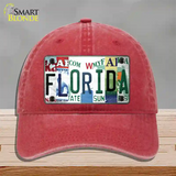 Florida Strip Art Novelty License Plate Hat Tag Unconstructed Cotton Red