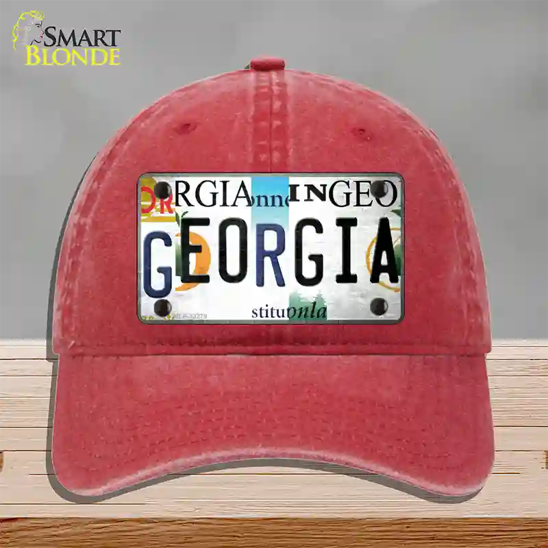 Georgia Strip Art Novelty License Plate Hat Tag Unconstructed Cotton Red