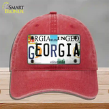 Georgia Strip Art Novelty License Plate Hat Tag Unconstructed Cotton Red