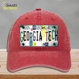 Georgia Tech Strip Art Novelty License Plate Hat Tag Unconstructed Cotton Red