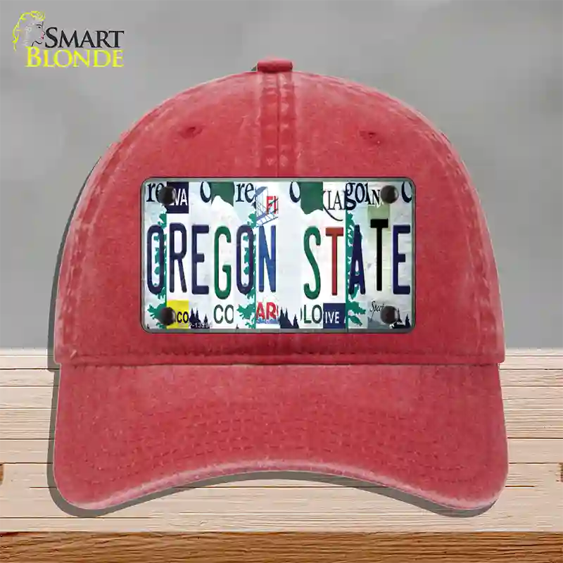 Oregon State Strip Art Novelty License Plate Hat Tag Unconstructed Cotton Red