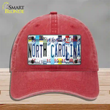 North Carolina Strip Art Novelty License Plate Hat Tag Unconstructed Cotton Red