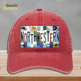Northwestern Strip Art Novelty License Plate Hat Tag Unconstructed Cotton Red