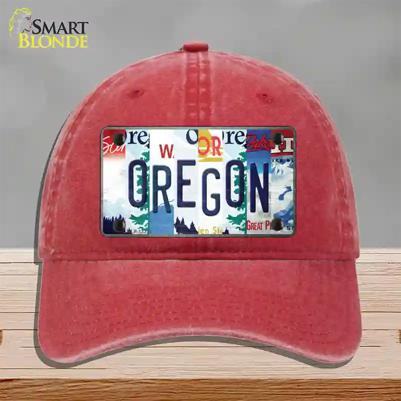 Oregon Strip Art Novelty License Plate Hat Tag Unconstructed Cotton Red