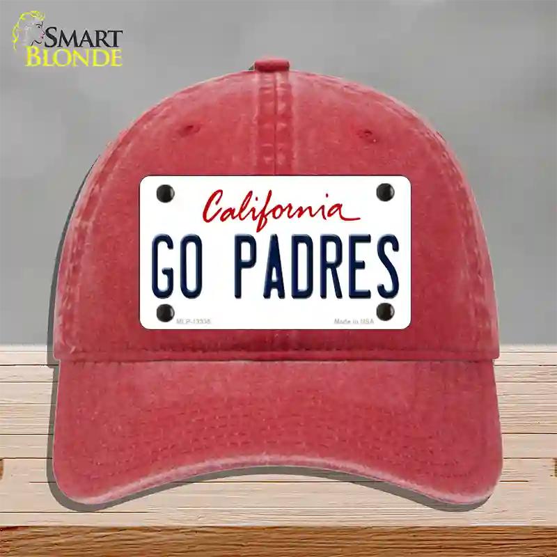 Go Padres Novelty License Plate Hat Tag Unconstructed Cotton / Red