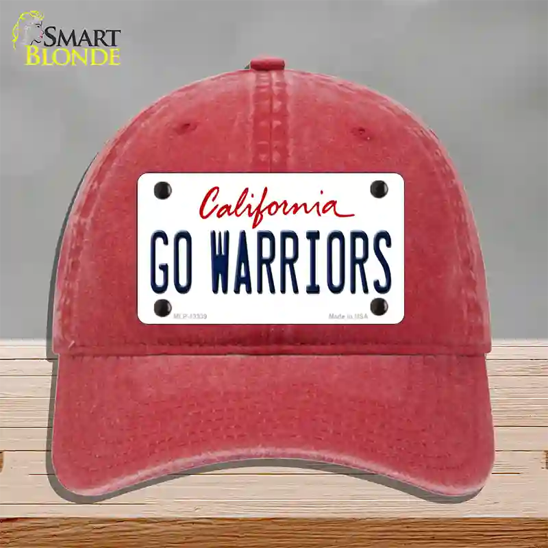 Go Warriors Novelty License Plate Hat Tag Unconstructed Cotton Red