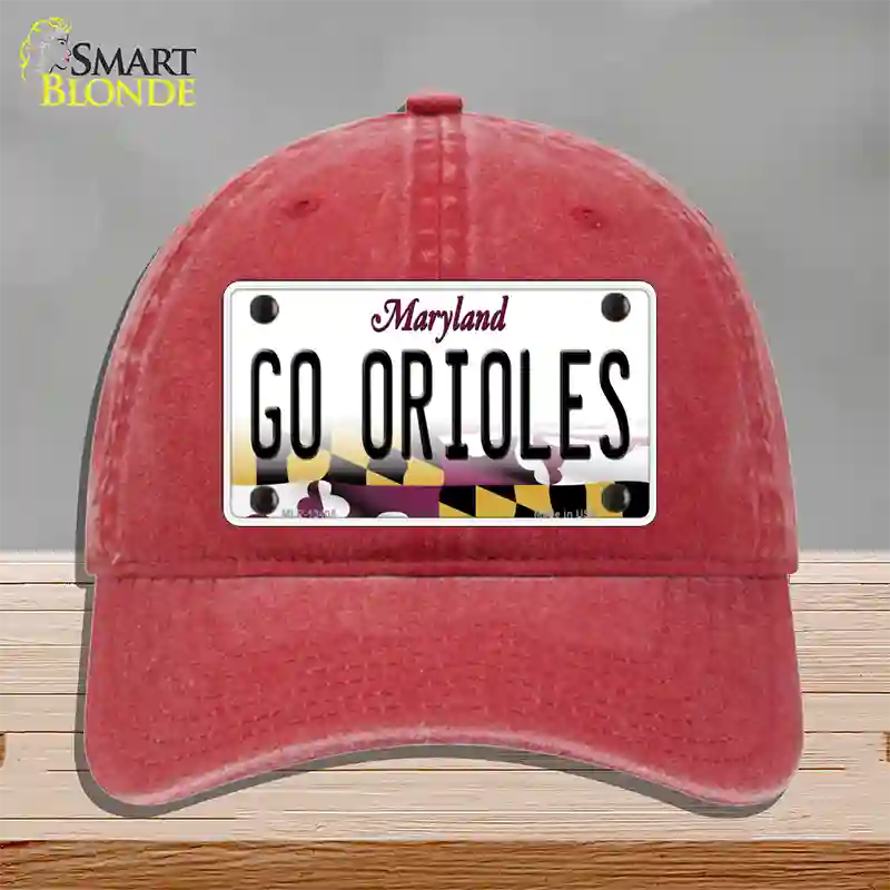 Go Orioles Novelty License Plate Hat Tag Unconstructed Cotton Red