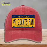 Number 1 Giants Fan New York Novelty License Plate Hat Tag Unconstructed Cotton Red