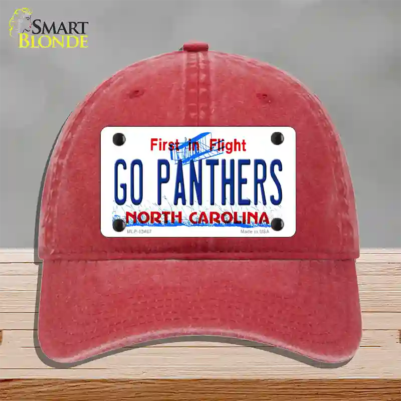 Go Panthers North Carolina Novelty License Plate Hat Tag Unconstructed Cotton Red