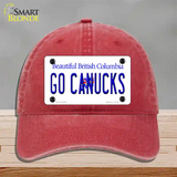 Go Canucks Novelty License Plate Hat Tag Unconstructed Cotton / Red