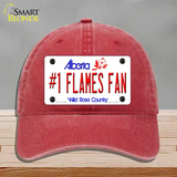 Number 1 Flames Fan Novelty License Plate Hat Tag Unconstructed Cotton / Red