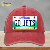 Go Jets Manitoba Novelty License Plate Hat Tag Unconstructed Cotton / Red