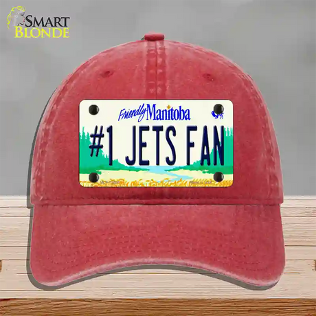 Number 1 Jets Fan Manitoba Novelty License Plate Hat Tag Unconstructed Cotton / Red