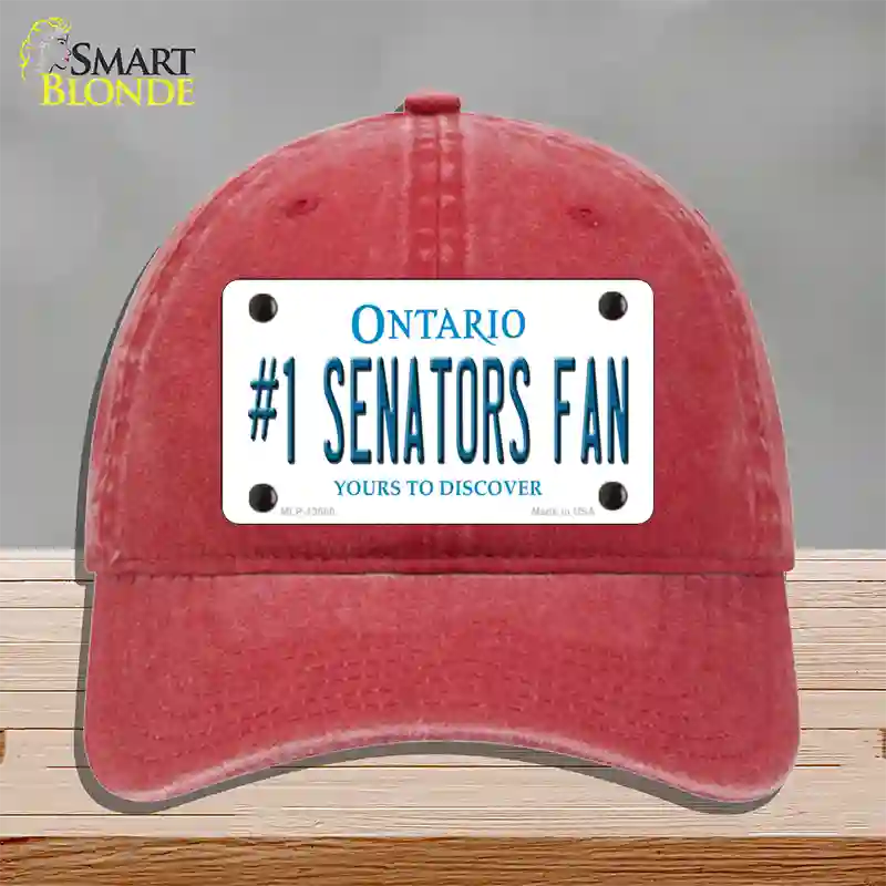 Number 1 Senators Fan Novelty License Plate Hat Tag Unconstructed Cotton Red
