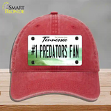 Number 1 Predators Fan Novelty License Plate Hat Tag Unconstructed Cotton Red