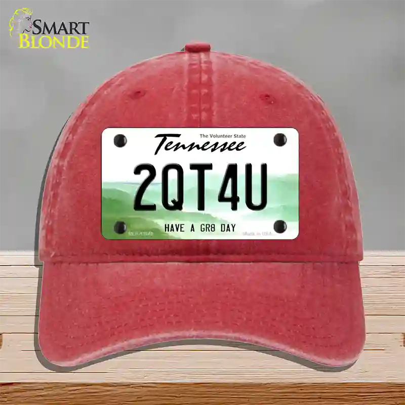 Too Cute For You Novelty License Plate Hat Tag Unconstructed Cotton Red