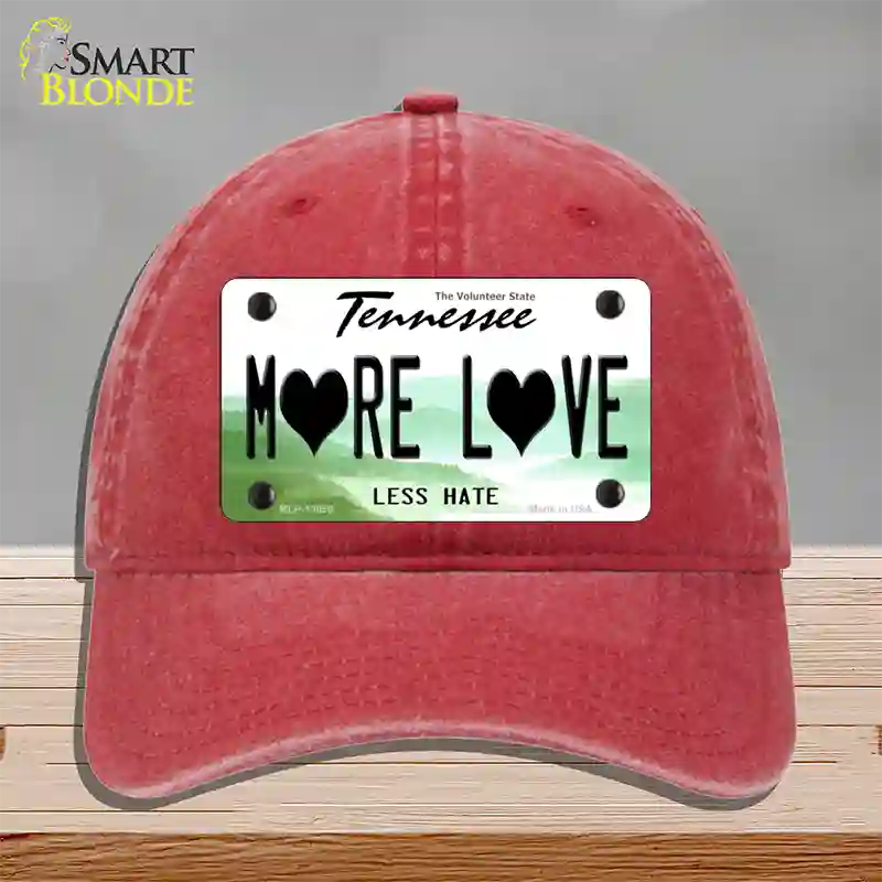 More Love Novelty License Plate Hat Tag Unconstructed Cotton Red