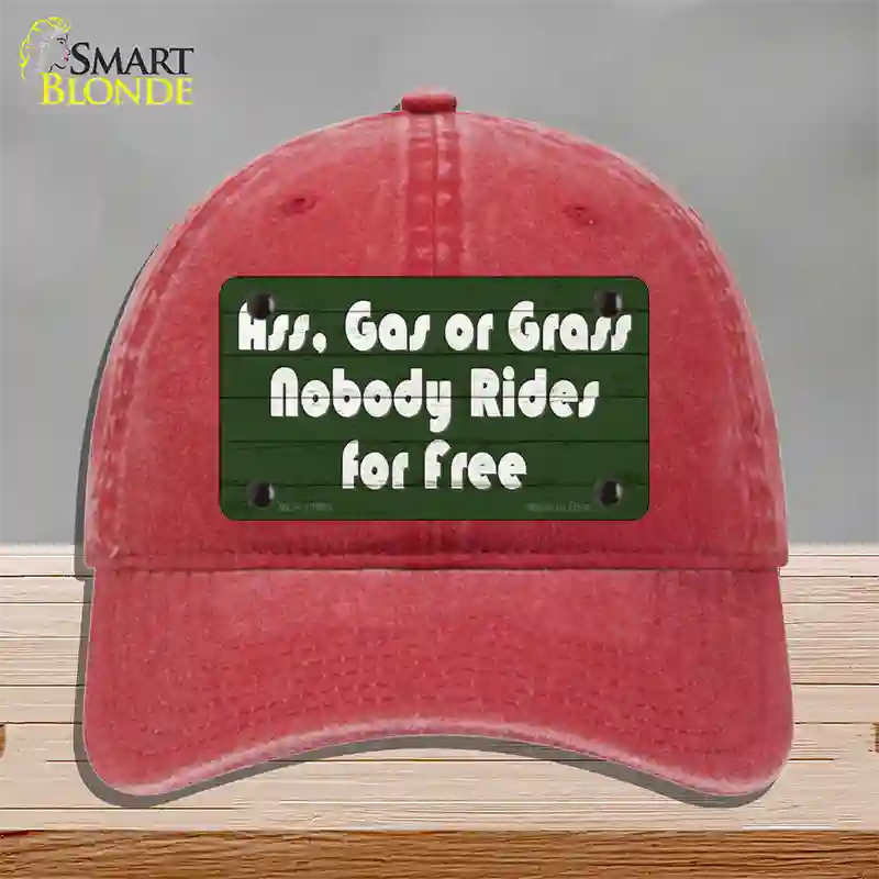 Ass Gas Or Grass Novelty License Plate Hat Tag Unconstructed Cotton Red
