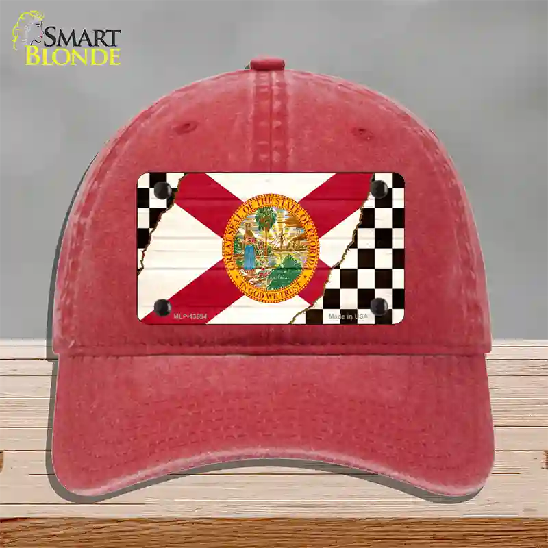 Florida Racing Flag Novelty License Plate Hat Tag Unconstructed Cotton Red
