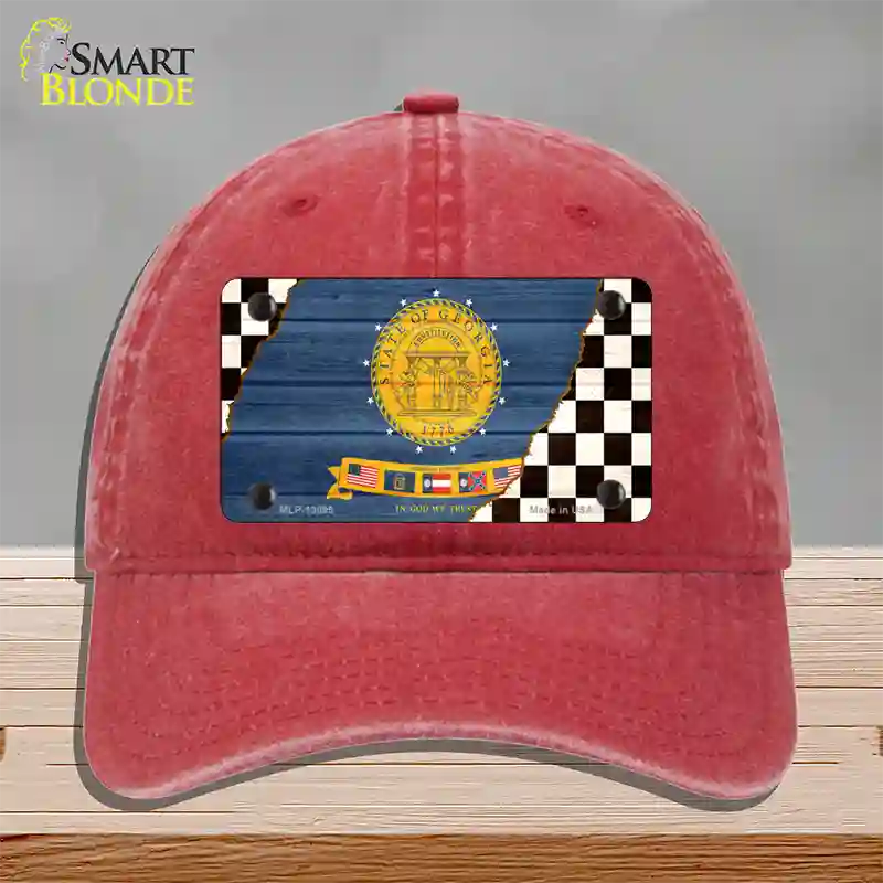 Georgia Racing Flag Novelty License Plate Hat Tag Unconstructed Cotton Red