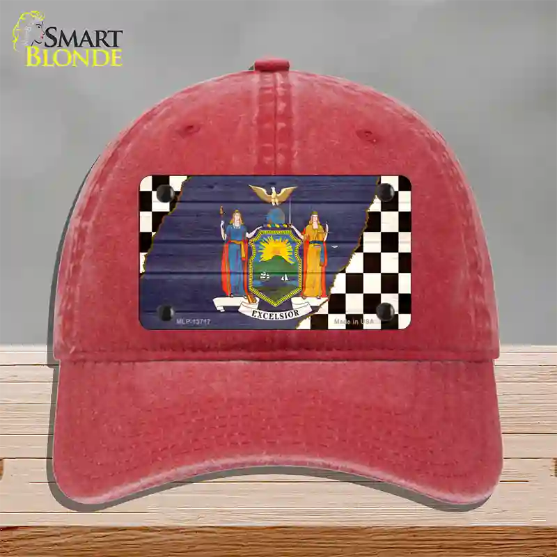New York Racing Flag Novelty License Plate Hat Tag Unconstructed Cotton Red