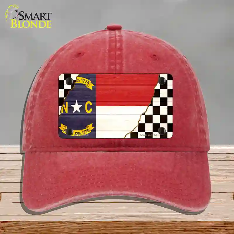 North Carolina Racing Flag Novelty License Plate Hat Tag Unconstructed Cotton Red