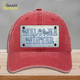 Welcome Winter Novelty License Plate Hat Tag Unconstructed Cotton / Red