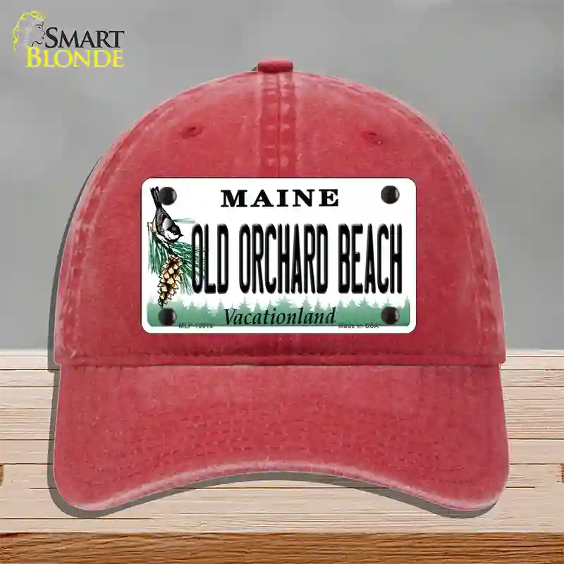 Old Orchard Beach Maine Novelty License Plate Hat Tag Unconstructed Cotton Red