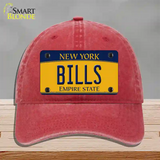 Bills New York Yellow Novelty License Plate Hat Tag Unconstructed Cotton Red