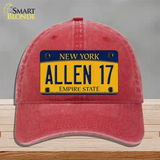 Allen 17 New York Novelty License Plate Hat Tag Unconstructed Cotton Red