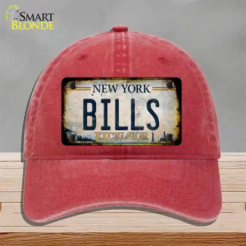 Bills Excelsior New York Rusty Novelty License Plate Hat Tag Unconstructed Cotton Red