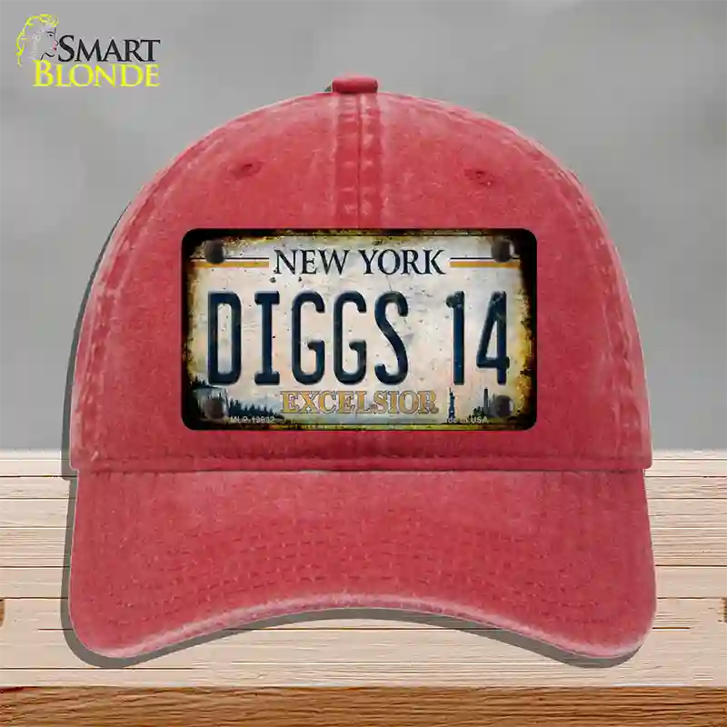 Diggs 14 Excelsior New York Rusty Novelty License Plate Hat Tag Unconstructed Cotton Red