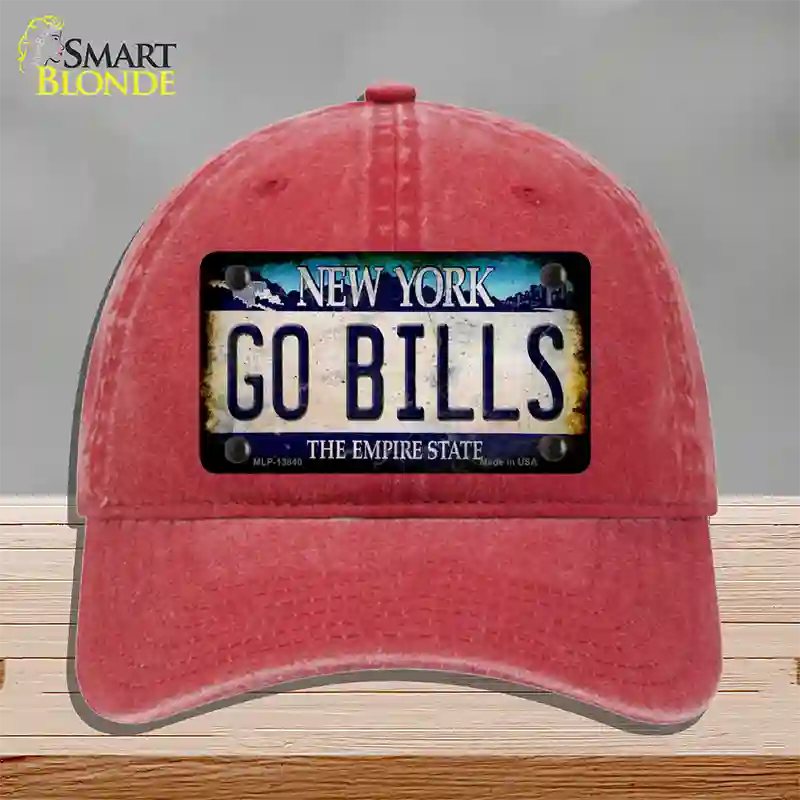 Go Bills New York Rusty Novelty License Plate Hat Tag Unconstructed Cotton Red