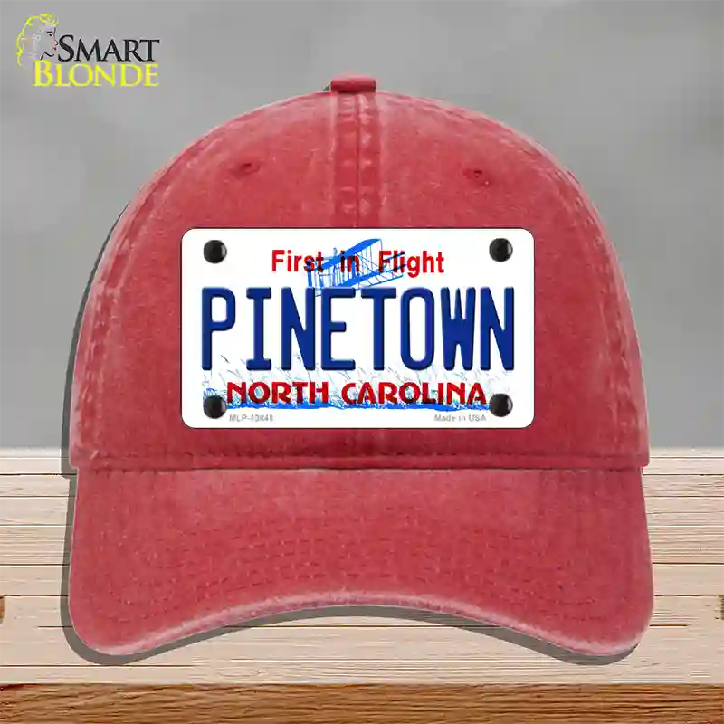 Pinetown North Carolina Novelty License Plate Hat Tag Unconstructed Cotton Red