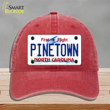 Pinetown North Carolina Novelty License Plate Hat Tag Unconstructed Cotton Red