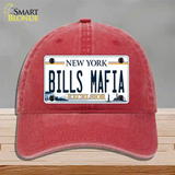 Bills Mafia NY Excelsior Novelty License Plate Hat Tag Unconstructed Cotton Red