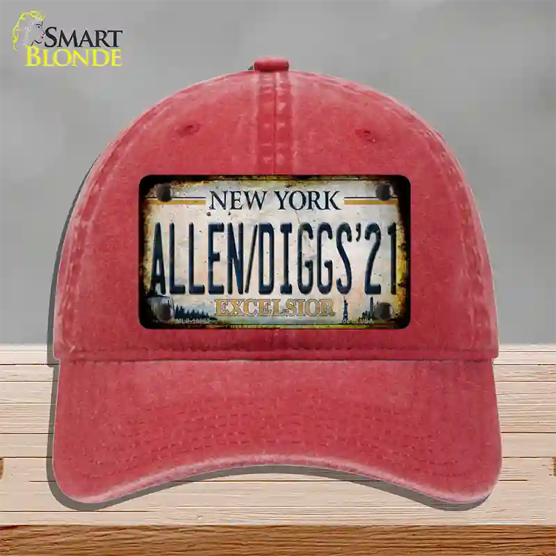 Allen Diggs 21 NY Excelsior Rusty Novelty License Plate Hat Tag Unconstructed Cotton Red