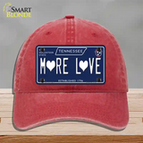 More Love Hearts Tennessee Blue Novelty License Plate Hat Tag Unconstructed Cotton Red