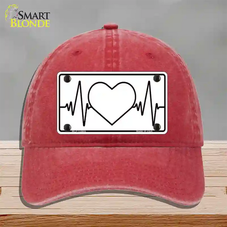 Love Heart Beat Novelty License Plate Hat Tag Unconstructed Cotton / Red